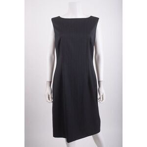 Hugo Boss Reda Womans A-Line Dress Midi Size US 8 IT 44 Gray PinStripe NWT